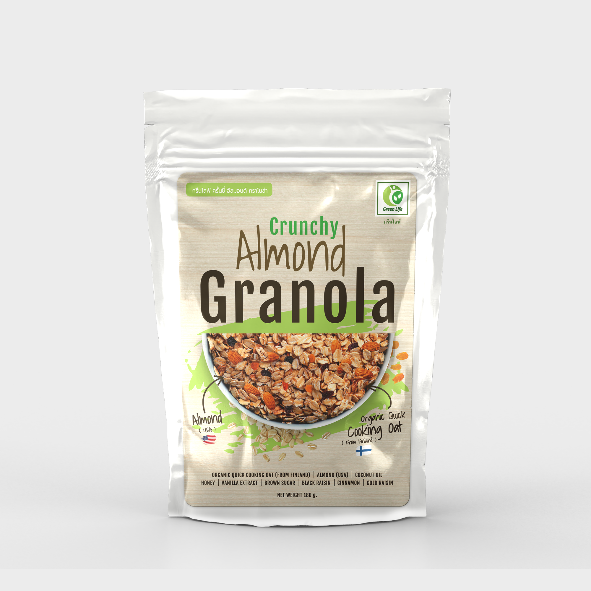 Crunchy Almond Granola, Green Life 180g